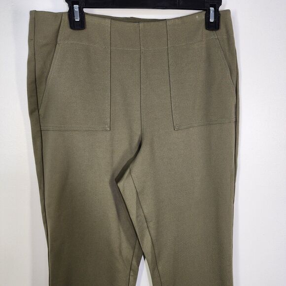 Belle by Kim Gravel Size 12 Reg Ponte Utility Pant Olive Envy Leg Zip A609932 - Picture 4 of 8